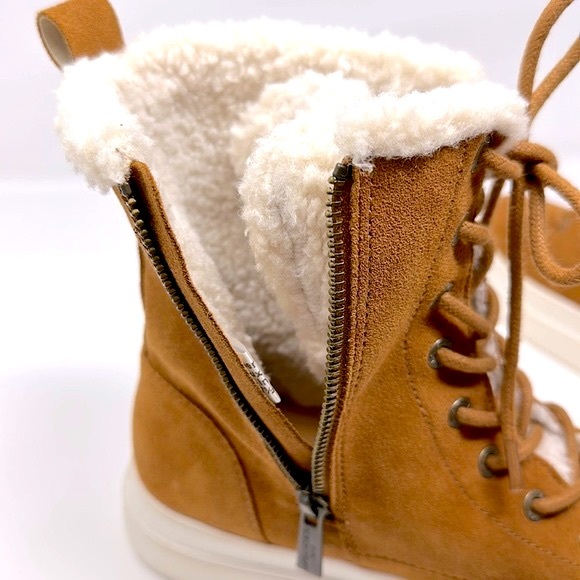 J/SLIDES Torrie Cognac Waterproof Suede Hi Top - Picture 14 of 16